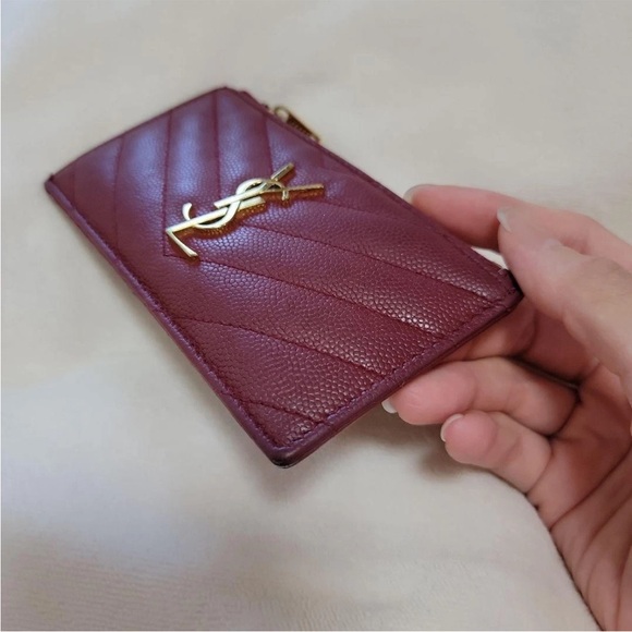 Yves Saint Laurent Burgundy Card Holder - Picture 3 of 11